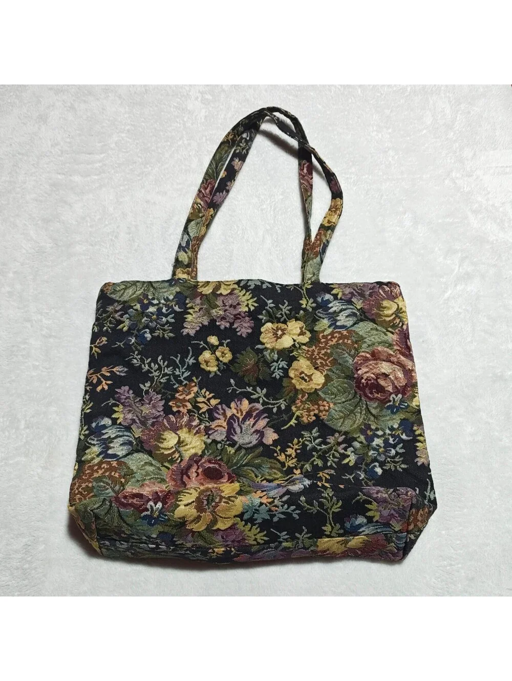 Vintage maximalist floral carpet shoulder bag with sequin embellishments